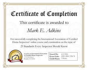 25 standards certificate